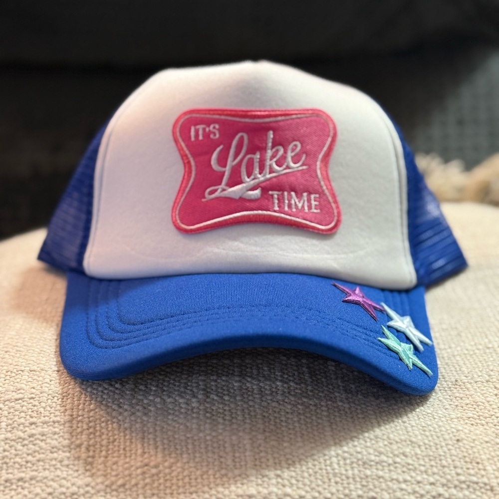 Blue and White 'Lake Time' Trucker Hat